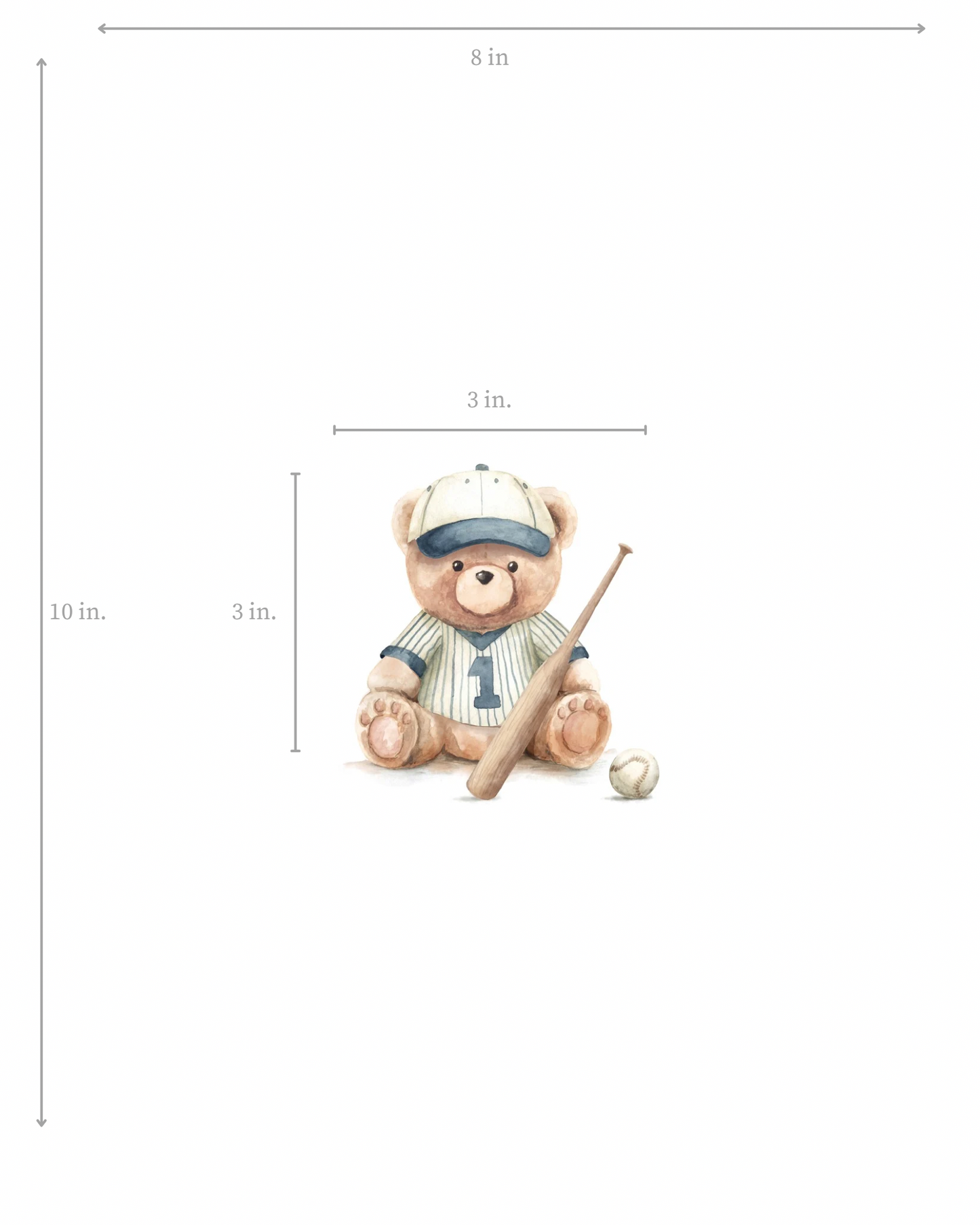 Stuffed teddy bear in a baseball uniform on white background