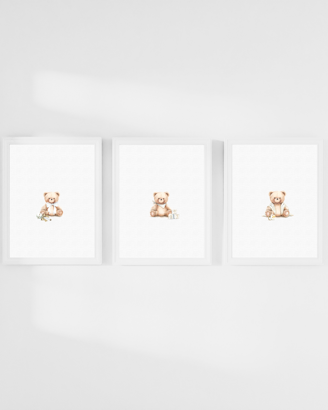 Teddy Bear Frost Nursery Wall Art Print Set (3 Unframed 8x10 Watercolors)