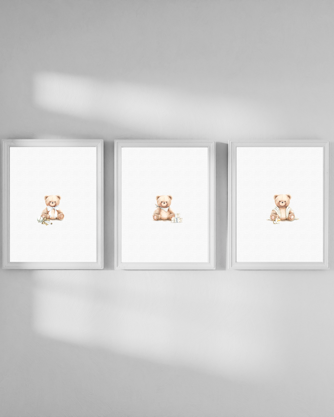 Teddy Bear Frost Nursery Wall Art Print Set (3 Unframed 8x10 Watercolors)
