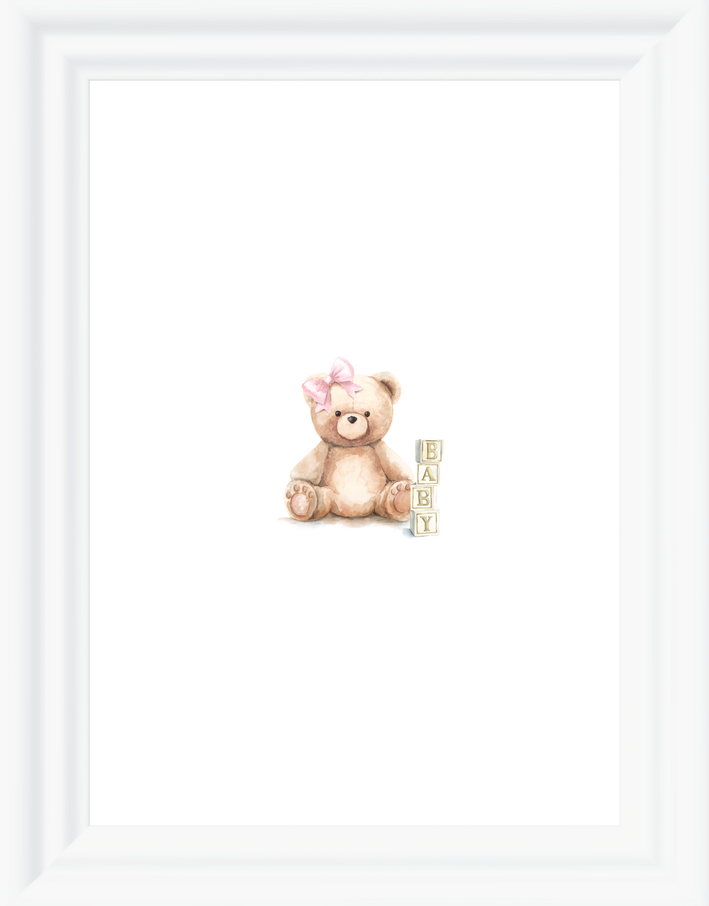 Teddy Bear Blush Nursery Wall Art Print Set (3 Unframed 8x10 Watercolors)