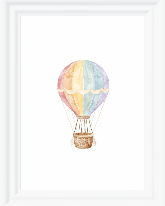 Rainbow Hot Air Balloon baby Nursery Wall Art