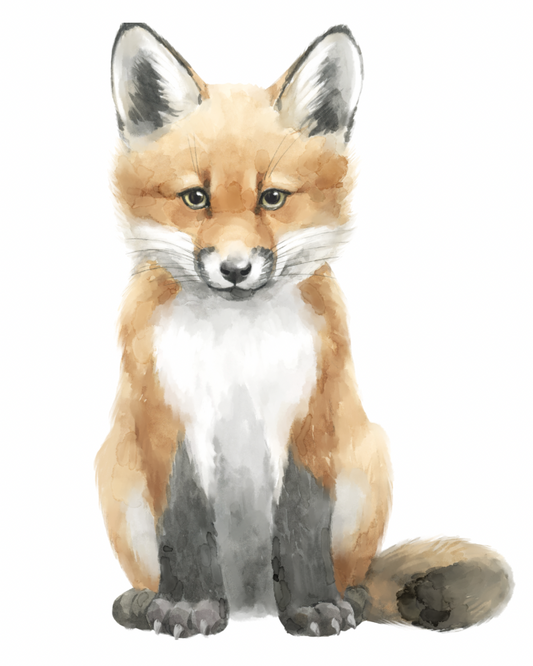 Woodland Fox Watercolor Art Print