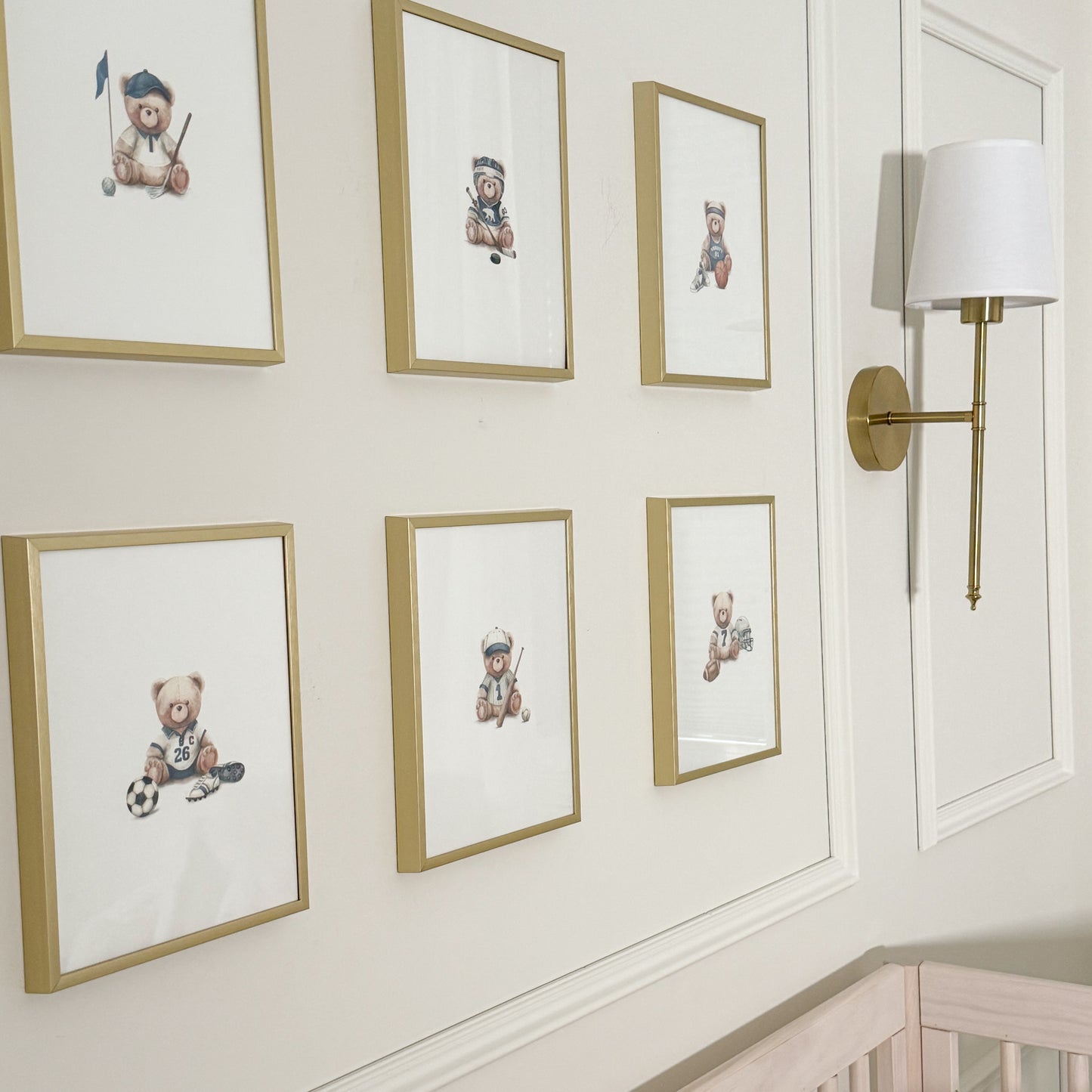 Little Sportsman Varsity Teddy Sports Nursery Wall Art Prints | Set of 9 | Complete Collection