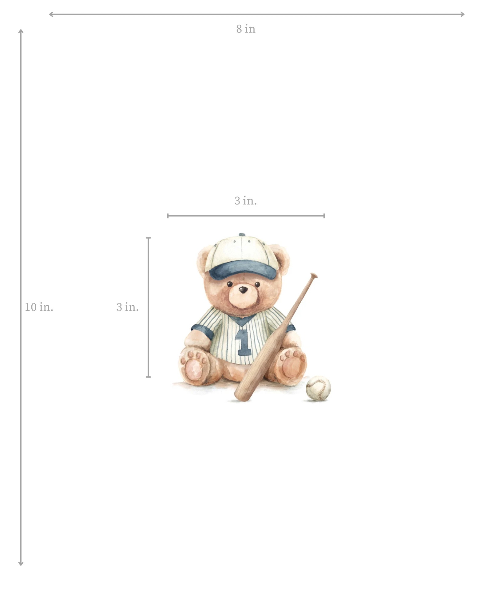 Stuffed teddy bear in a baseball uniform on white background