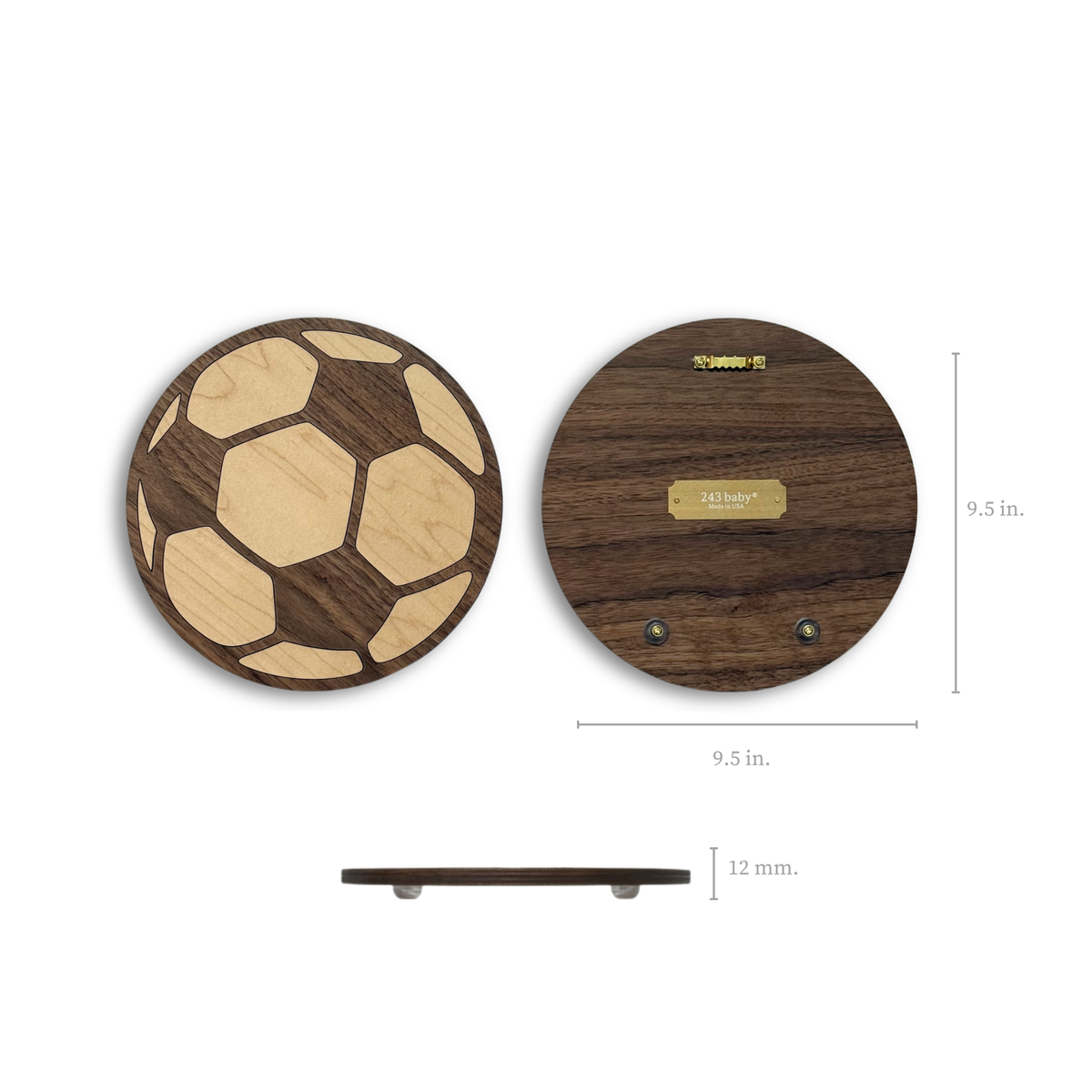 dimensions of a maple and walnut 9.5 in nursery decor wall art.